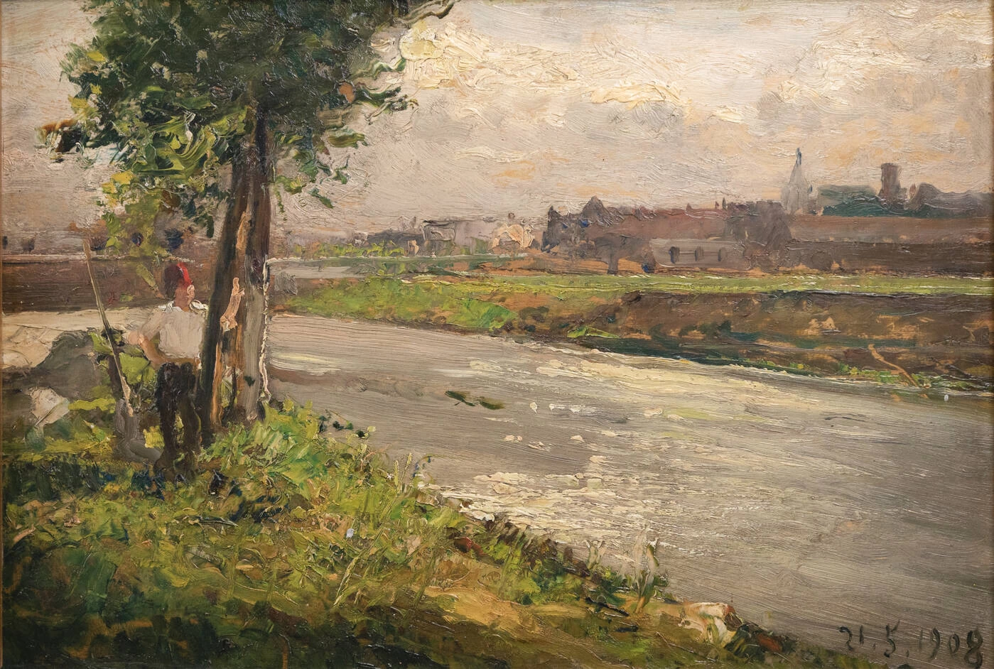Figura sulla sponda del fiume